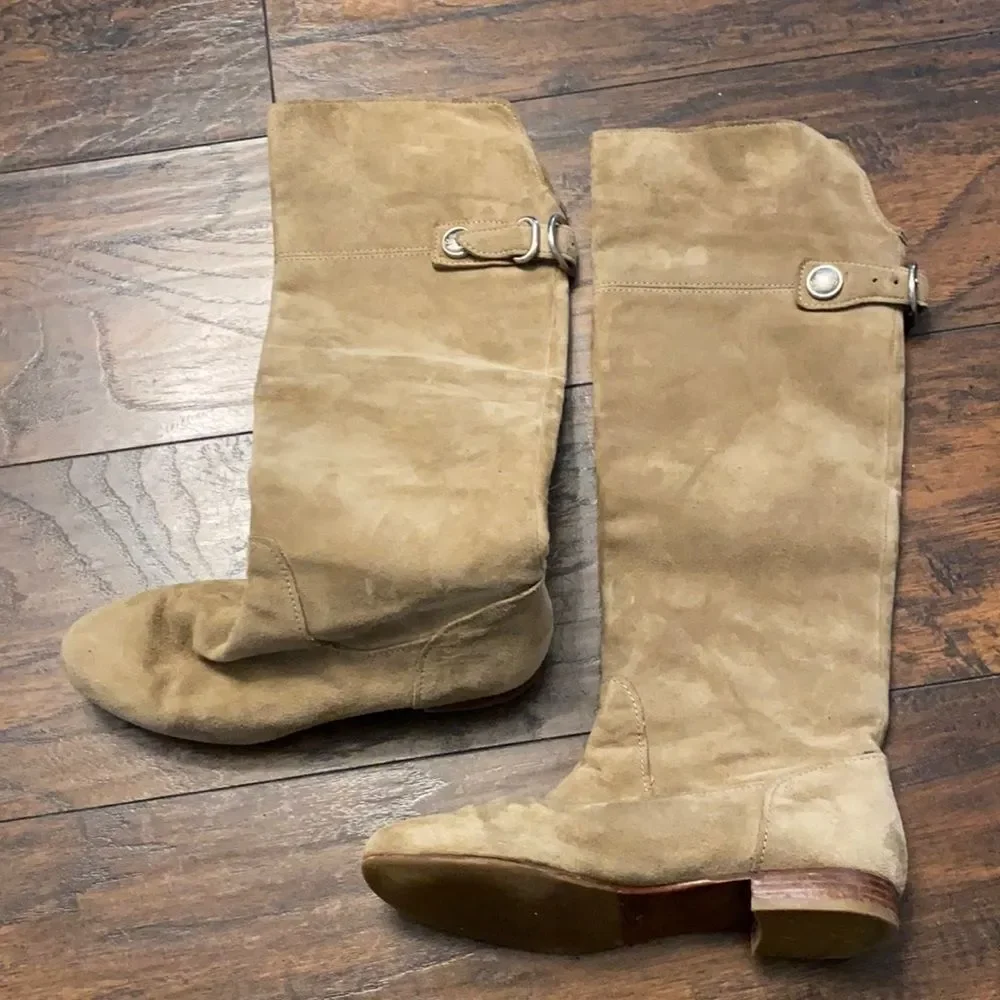 Coach Benita Dark tan Suede Leather Knee High Boots - Size 6 b in GUC